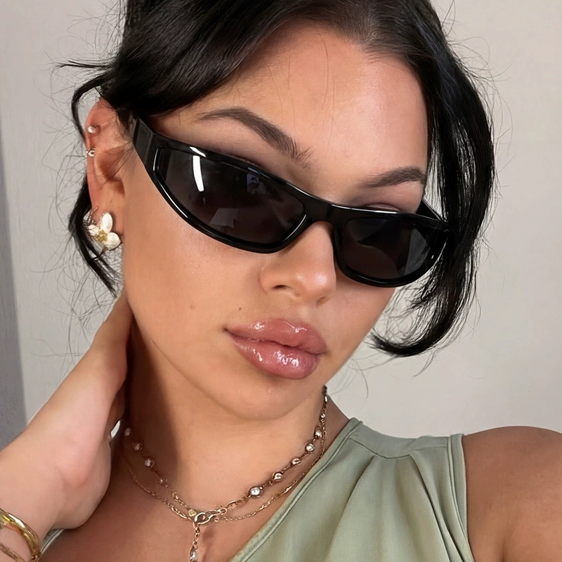 Vintage Outdoor Fashion - Y2K Narrow Rectangle Wrap Around Sunglasses