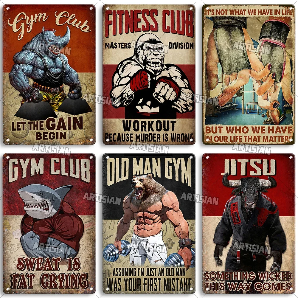 Vintage Fashion Wall Art - Old Man Gym Club Inspirational Phrase