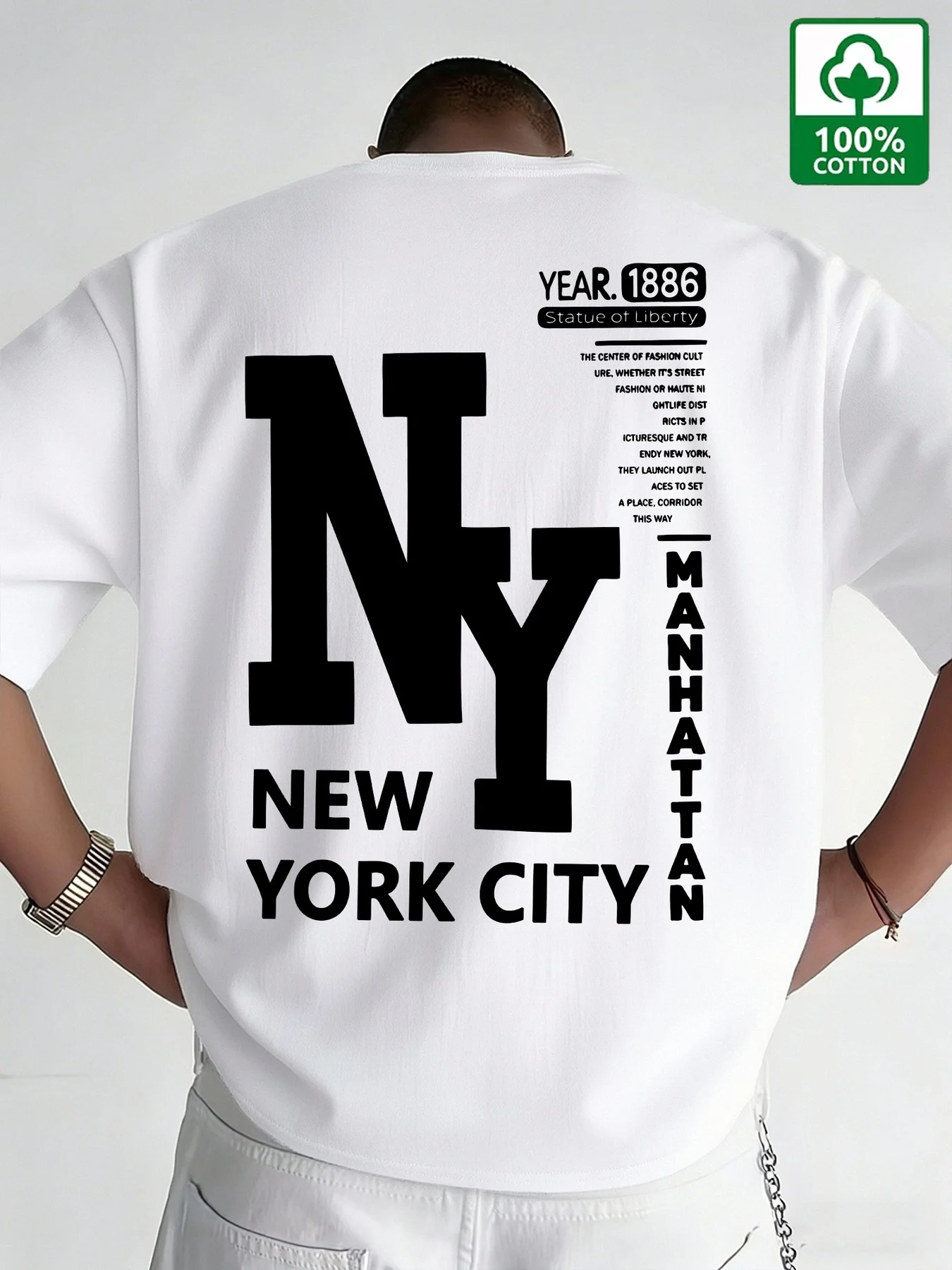 Vintage Fashion New York - Men NYC T Shirt Cotton New