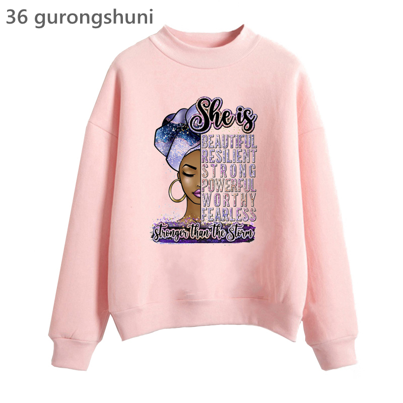 Turtleneck Knit 90S - Watercolor She Is Beautiful/Resilient/Strong/Powerful/Worthy/Fearless Graphic Print