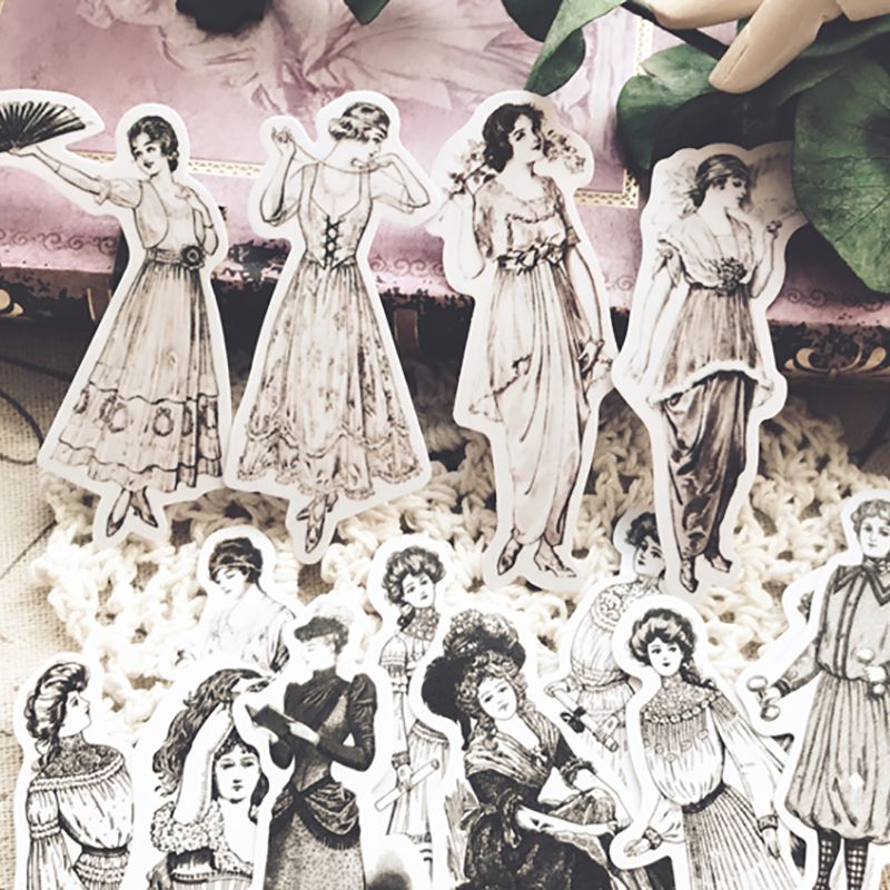 Vintage Fashion Newspaper - Vintage European Ladies Stickers Scrapbooking Label