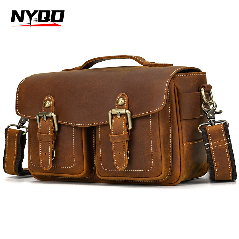 Vintage Fashion Videos - Crazy Horse Leather Shoulder Bag Camera
