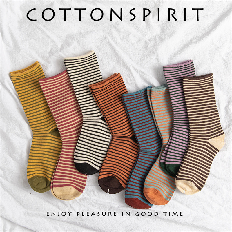 Vintage Fashion Show - French Vintage Splicing Striped Cotton Socks