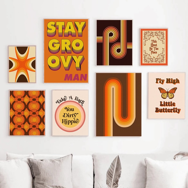 Vintage Fashion Wall Art - Retro 70s Hippie Art Print Vintage