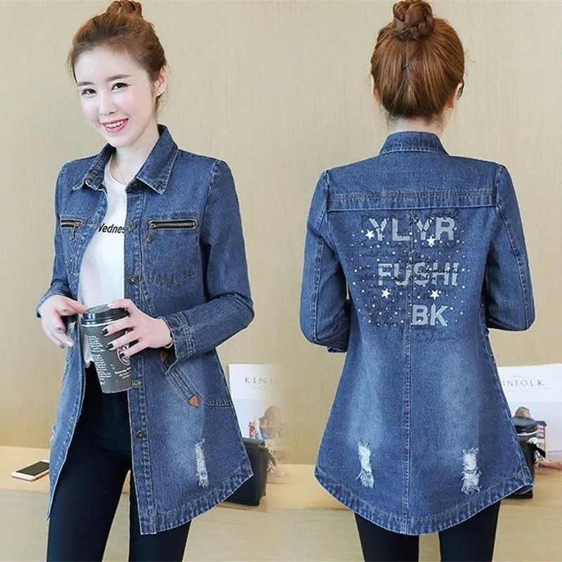 Spring Autumn Women Loose Hole - огляд і ціна Patchwork Jean Jacket