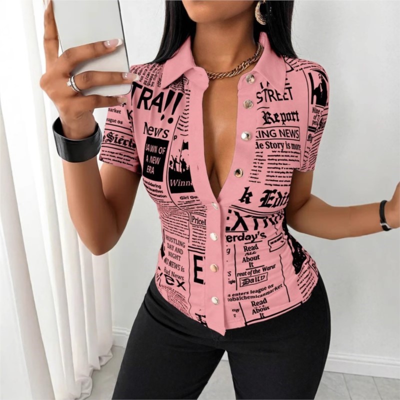 Women's Newspaper Print Shirt  - огляд і ціна Vintage Fashion Newspaper