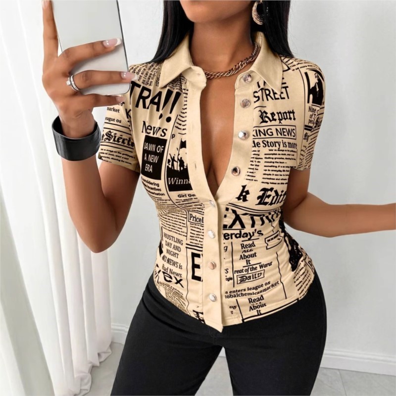 Women's Newspaper Print Shirt  - огляд і ціна Vintage Fashion Newspaper