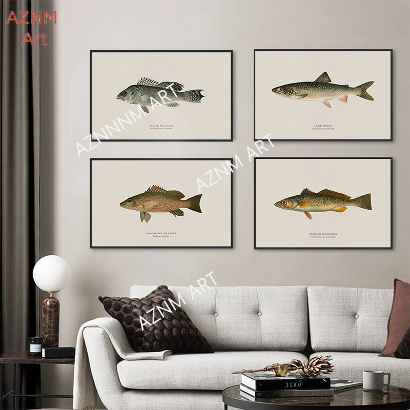 Vintage Bass Fish Trout Fly Fi - огляд і ціна Vintage Fashion Wall Art