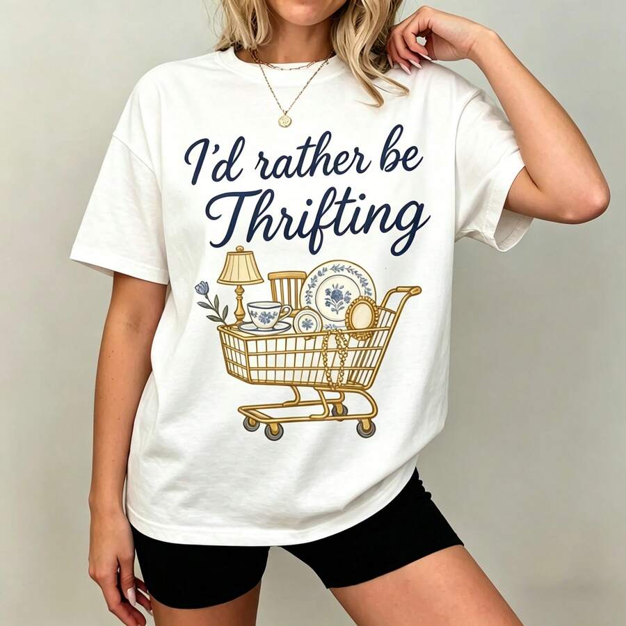 [Graphic Tee] 100% Cotton I'd  - огляд і ціна Thrift Vintage Fashion Usa