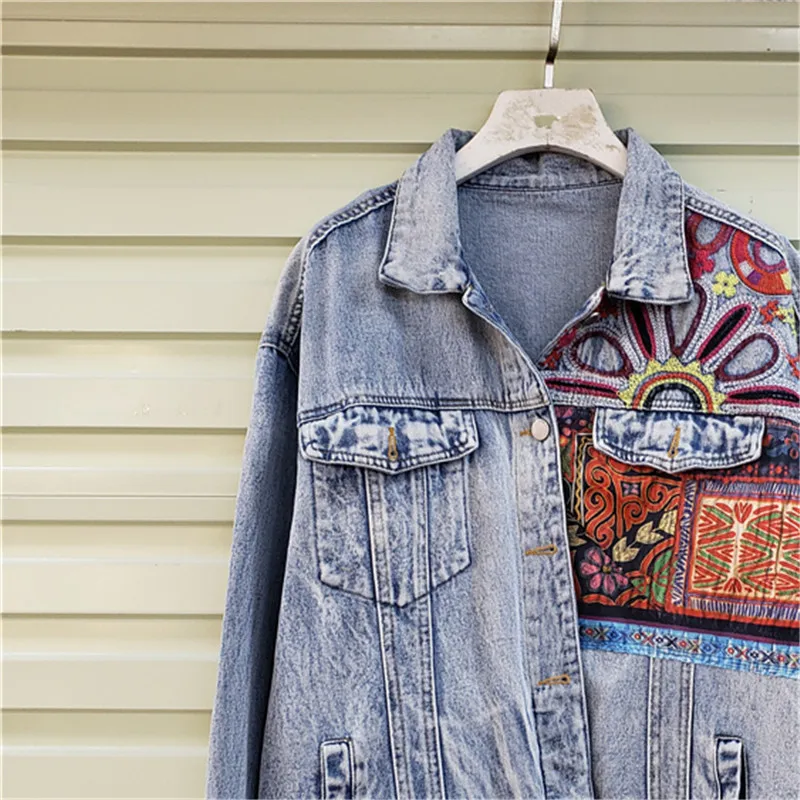 Bohemia Embroidery Splicing Bi - огляд і ціна Patchwork Jean Jacket