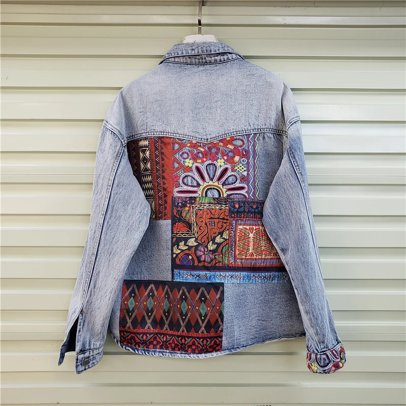 Bohemia Embroidery Splicing Bi - огляд і ціна Patchwork Jean Jacket
