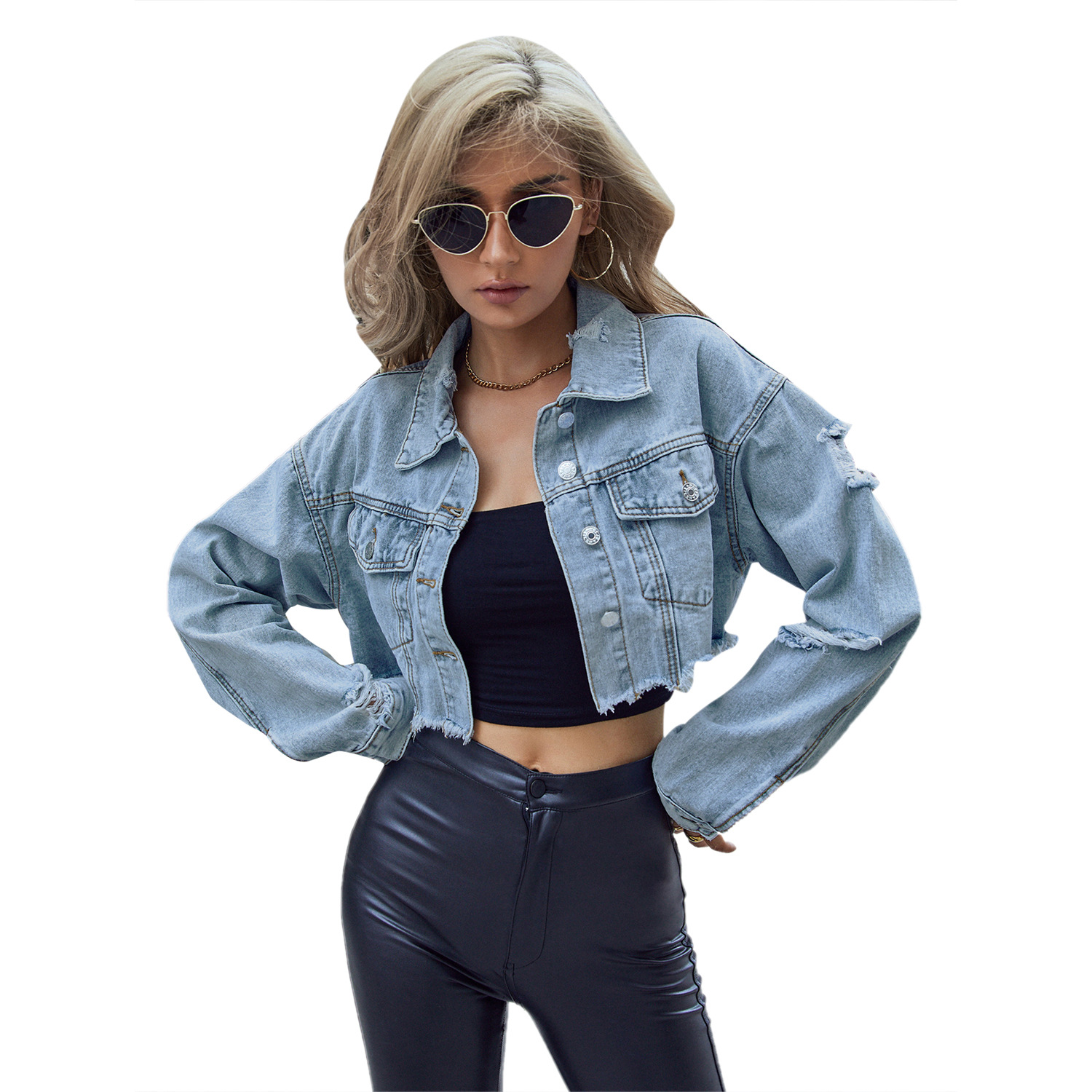 Women Denim Coats Solid Short  - огляд і ціна Patchwork Jean Jacket