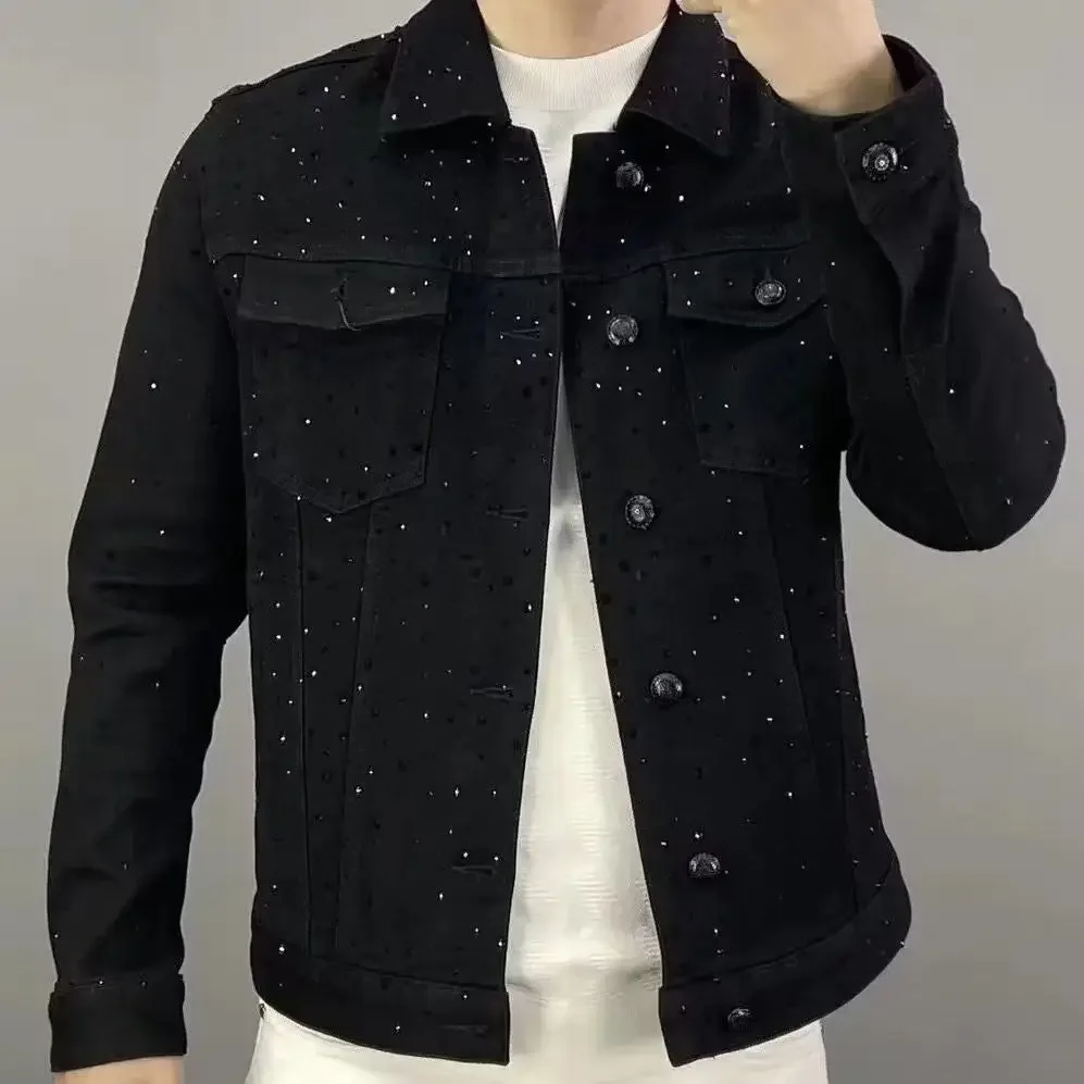 Jeans Coat for Men Button Casu - огляд і ціна Patchwork Jean Jacket