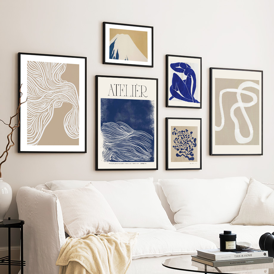 Abstract Blue Vintage Posters  - огляд і ціна Vintage Fashion Wall Art