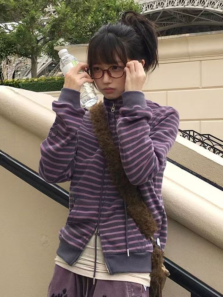 Korean Vintage Grunge Striped  - огляд і ціна Turtleneck Knit 90S