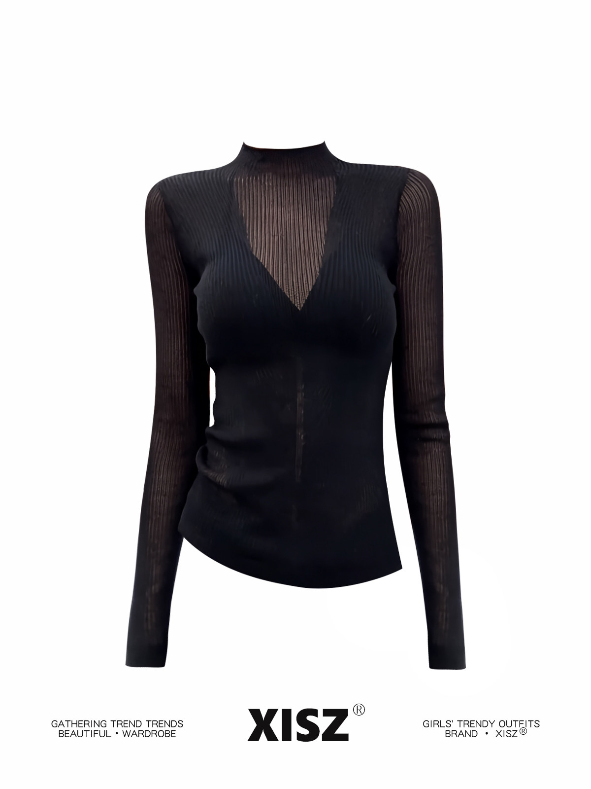 Women Black GothicT-shirt Hara - огляд і ціна Turtleneck Knit 90S