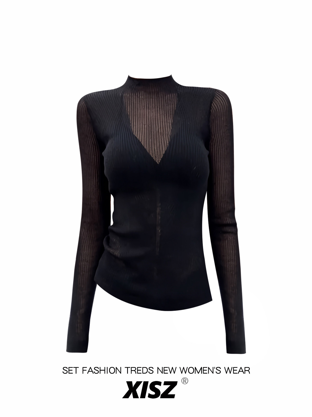 Women Black GothicT-shirt Hara - огляд і ціна Turtleneck Knit 90S