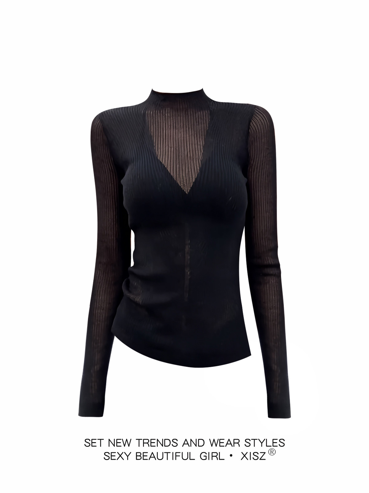 Women Black GothicT-shirt Hara - огляд і ціна Turtleneck Knit 90S